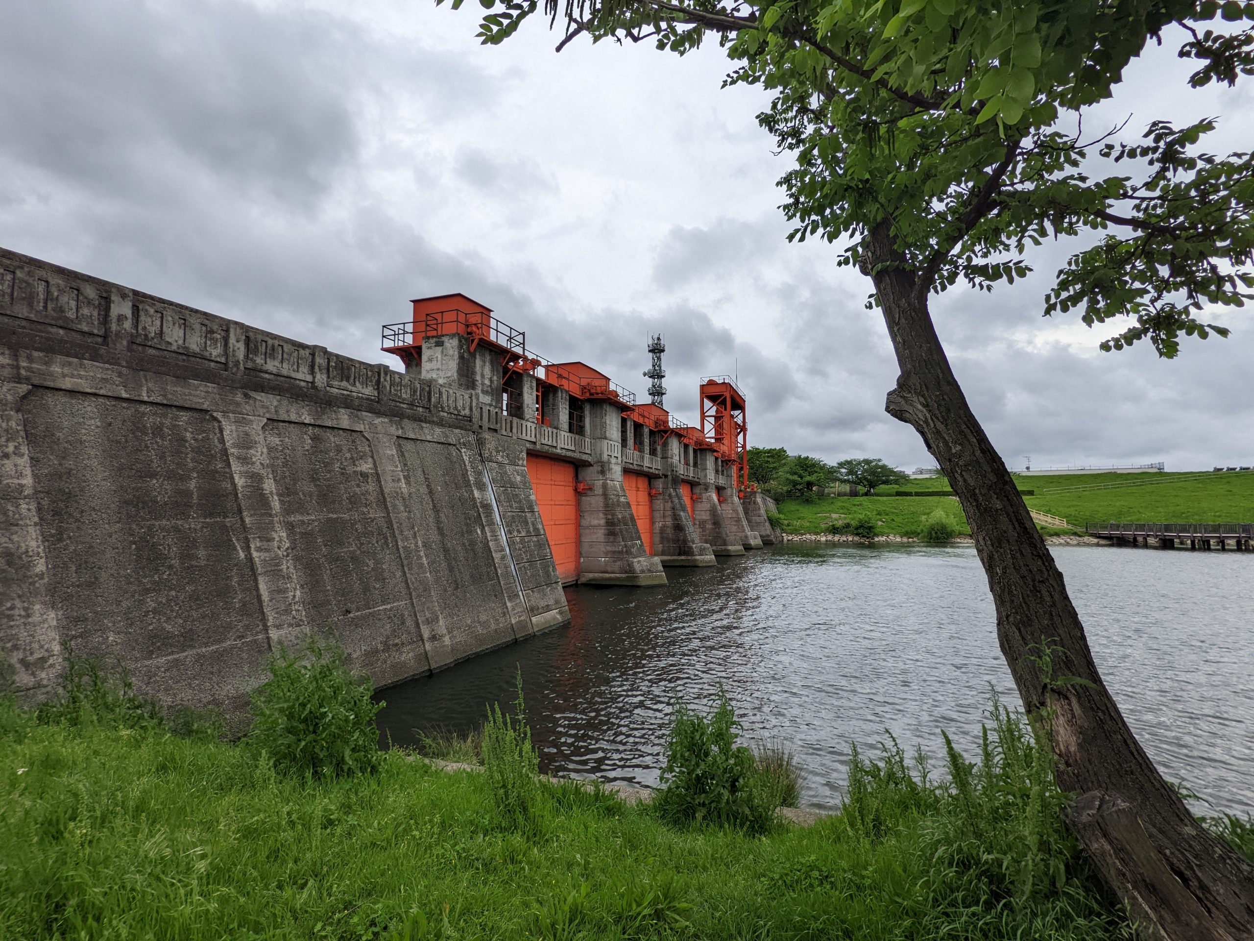 旧岩淵水門のそばでルアーを投げてました。
